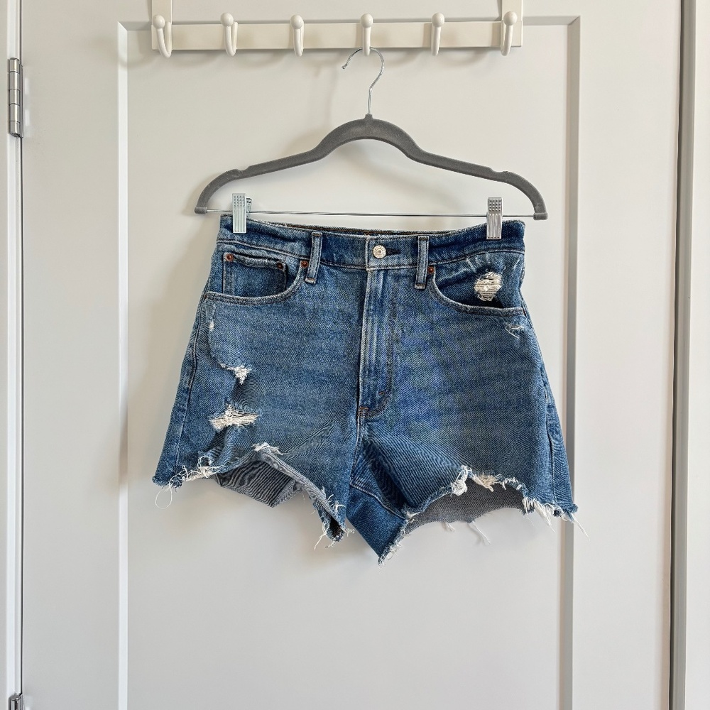 Abercrombie & Fitch Curve Love The 4” Mom Short High Rise 27/4 Denim